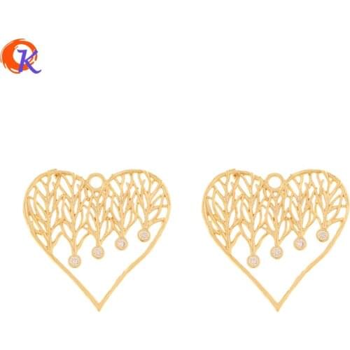 Cordial Design 20Pcs 22*23MM Jewelry Accessories/Hand Made/Genuine Gold Plating/Heart Shape/Earring Findings/DIY Parts/CZ Charms