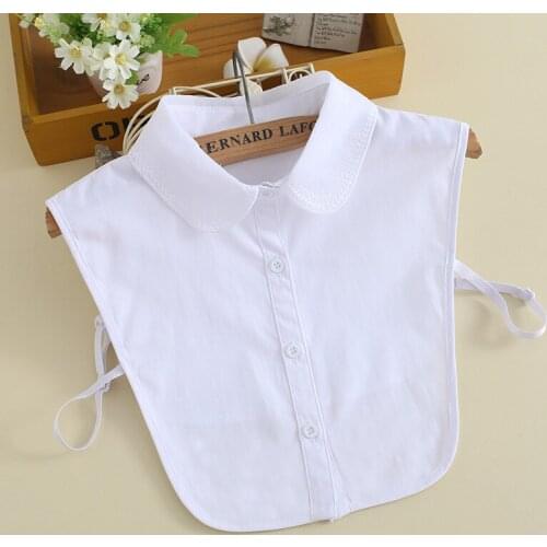 Womens White Detachable Fake Collars Ladies Cotton Solid Color Half Shirt Blouse False Collar for Mens Faux Col Ties Accessories