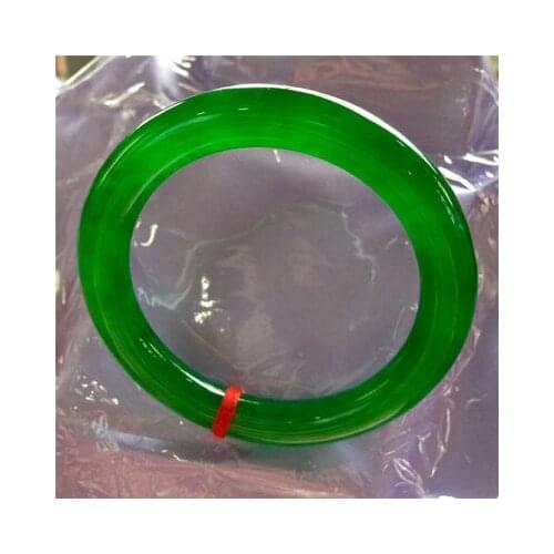 Zheru Jewelry Natural Burmese Jade 54-64mm Green Round Bar Bracelet Elegant Princess Jewelry Best Gift