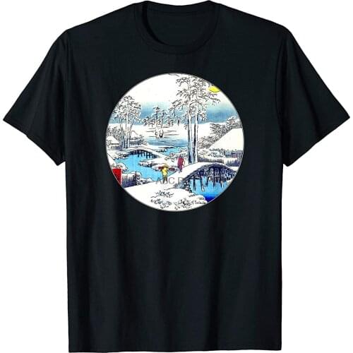 Famous Vintage Japanese Woodblock Art Hiroshige Snow Stylish T-Shirt