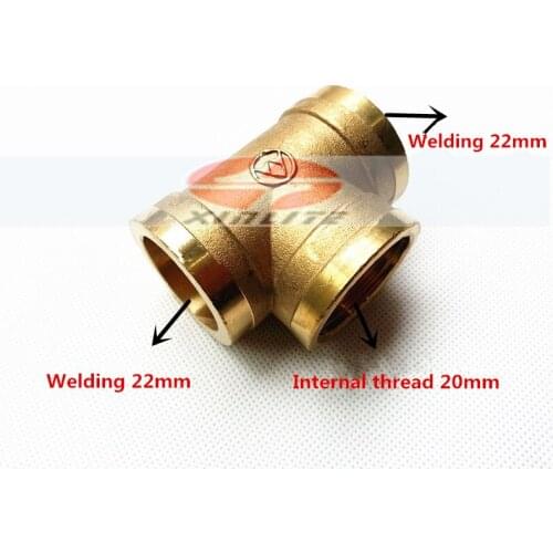 Brass wire socket 1/2" ,Two head welding 22mm to 22mm engineering/three way thread connection pipe joint