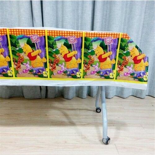108*180cm Winnie Bear Tablecloth Happy Birthday Party Supplies Festival Decoration Event Party Favor Gender Reveal Decor