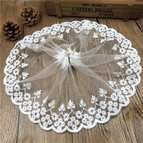 2yards White Lace Fabric Trim Cotton Embroidered Sewing Supplies Wedding Dress Headwear DIY Garment Curtains Accessories 13cm