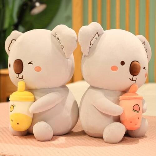 23-60cm Kawaii Soft Fat Koala Bear Plush Toys Stuffed Animal Koala Doll Holding Bubble Tea Lovely Girls Christmas Birthday Gift