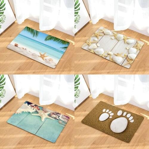 3D Printing Sea Beach Shell landscape Toilet Non-Slip Mat Bath Rugs Toilet Bath Rug Accessories for Bathroom Decor