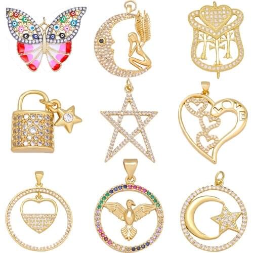 High Quality Butterfly Lucky Coin Charm Pendant Necklace Christmas Gift For Women Men Fit Bracelet Necklace Diy Jewelry Making