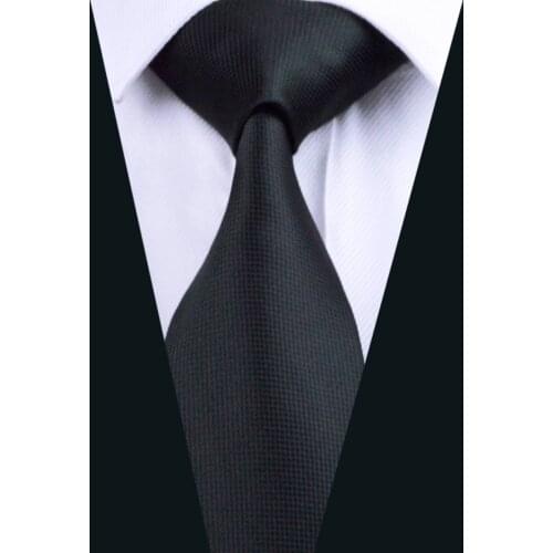 DH-251 Mens Silk Tie Black Solid NeckTie 100% Silk Jacquard Ties For Men Business Wedding Party Free Shipping