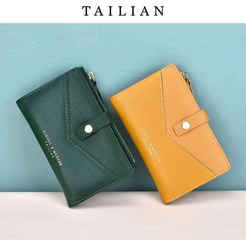 Designer 2021 New Multi-color Ladies Luxury Simple Wallet Handbag Female Lychee Pattern Stitching Coin Purse Cute Wallet