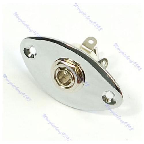 Chrome Output Plate Oval Jackplate w/ Jack For Guitar