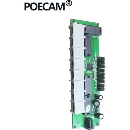 Mini 8 Port Fast Network Ethernet Switch Module RJ45 90 degree or 180 degree 2 Type LED Board PCBA