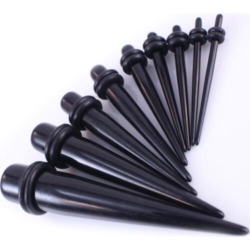 Black Mix 100PS 1.6-10 Bulk Lot Tapers Stretcher Spike Ear Expander Kit Plug Tunnel Set ear expander acrylic straight ear taper