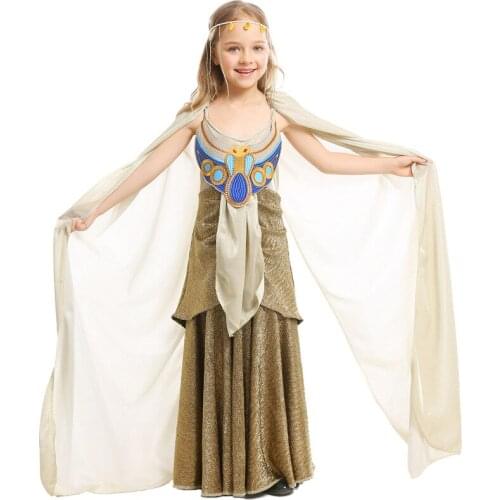 Halloween Costume Ancient Egyptian Mythology Dress Children Egyptian Pharaoh Stage Costume Egyptian Queen Dress Child Girl Cosp