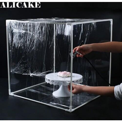 Baking Tools Mousse Sandblasting Cover Chocolate Spray Gun Anti-Fog Cover Spray Splash-Proof Simple Bracket Dust Cover 50X50Cm