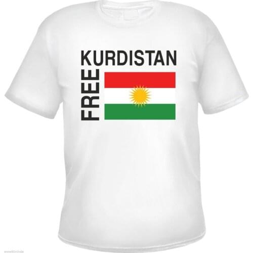 Summer 2019 100% Cotton FREE KURDISTAN T-Shirt Text / Flagge T Shirt