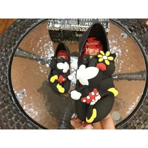 Hot Melissa Mini Shoes Original Summer Girls Sandals Mickey and Minnie Child Baby Girl Crystal Kids Jelly Sandals Pink Black