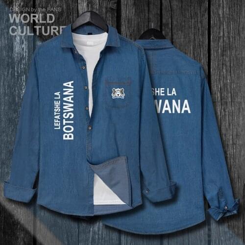 Botswana Batswana BWA Jacket Men Long Sleeve Fashion Cowboy Coat Clothes Autumn New Tops Cotton Turn-down Collar Jeans Shirt 20