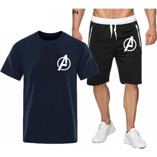 2021 new fashion trend mens personality fashion summer print sports short-sleeved T-shirt + sports casual shorts