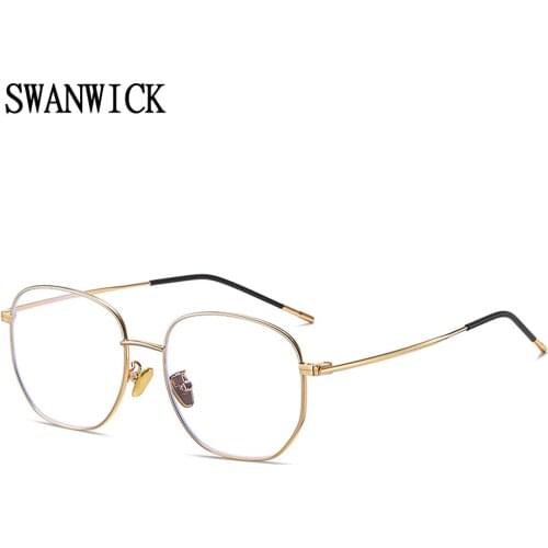Swanwick blue light blocking glasses square eyeglasses men glasses frames optical ultralight metal frame black retro for women