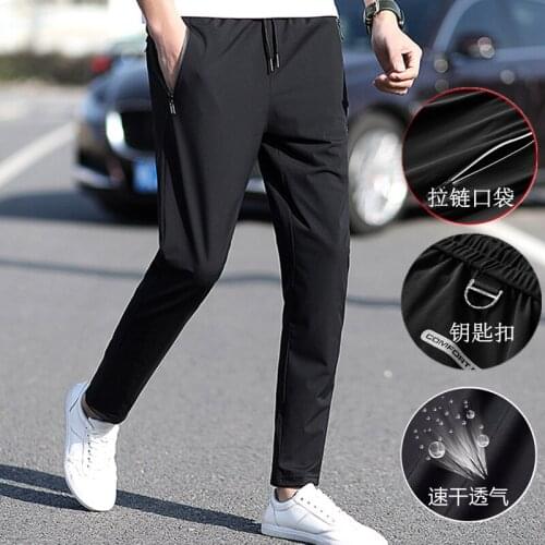 Men Pants Autumn Cotton Mens Sports Running Pants Ultra-Thin Straight Mens Summer Casual Pants Elastic Big Size 6XL 7XL 8XL