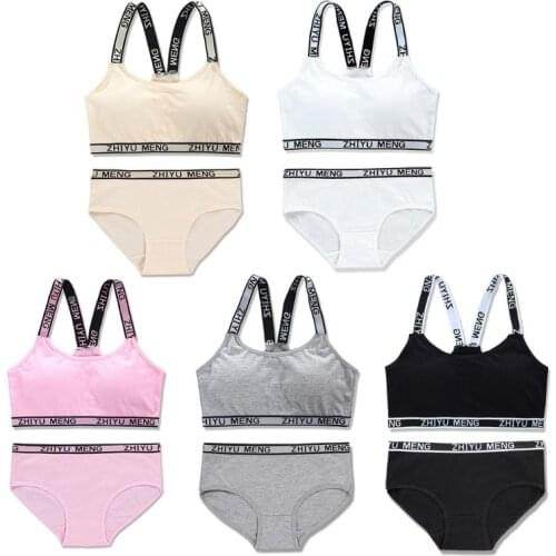 Teen Girl Underwear Soft Cotton Bra Set for Young Girls for Yoga Sports activity Running for wearing at dance lessons gymnastics