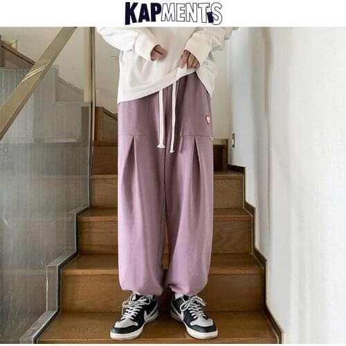 KAPMENTS Men Solid Pockets Japanese Streetwear Sweatpants 2021 Baggy Causal Y2k Joggers Pants Man Korean Fashion Sweat Pants 5XL