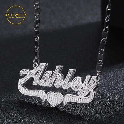 Customized Name Necklace Double layer Gold Plated Nameplate 3D Necklace Personalized Choker Charm Name Necklace Gifts For Women