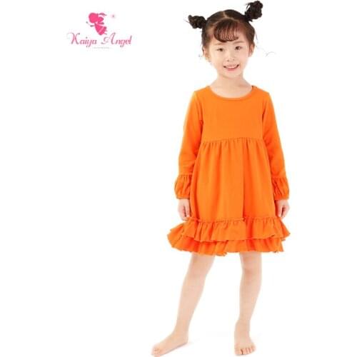 Kaiya Angel Girl Dress Long Sleeve 2017 Halloween Dresses Orange Kids Clothing Halloween Ruffles Girls Clothes Fall 2017 1-8T