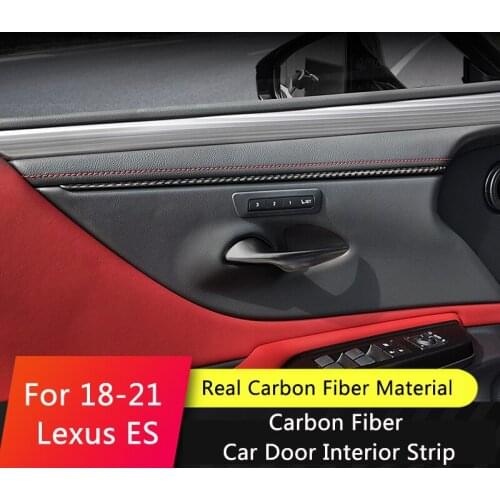 QHCP Car Door Strip Real Carbon Fiber Inner Door Trim Decorative Sticker For Lexus ES200 260 300H 2018-2021 Interior Accessories