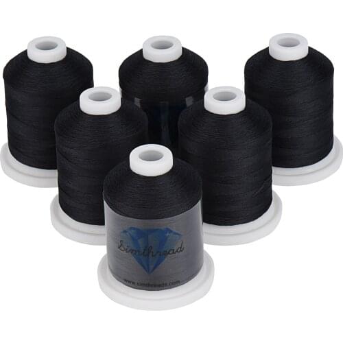 Simthread 6 Black 800 Yards Snap Spools Cotton Quilting Thread for Hand/ Machine Embroidery Sewing Quilting Piecing Applique etc