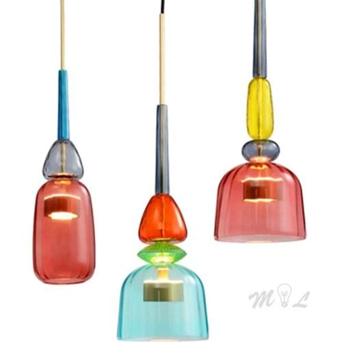 Nordic Glass Candy Pendant Lights Led Hanging Lamps Light Fixture for Kitchen Bedroom pendant Lamp Home Deco Loft Luminaire