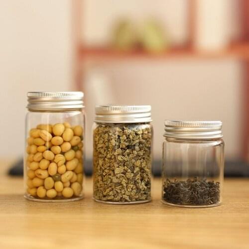 25pcs Glass Jars Sealed Cans With Cover Kitchen Food Storage Bottles Mason Spice Jars Candy Storage Tea Box Kitchen Storage Can