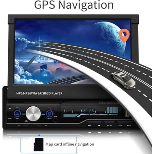 Universal Car MP5 Bluetooth Retractable Screen Colorful Buttons FM/USB/AUX 1080P 7 Inch Remote Controls Cars Bluetoothcarplayer