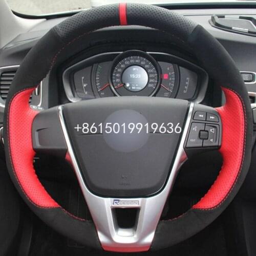 DIY Top Leather Car Steering Wheel Wrap Cover For Volvo S60 V40 V60 XC60
