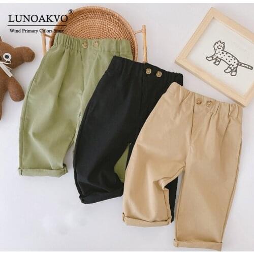 Spring Kids Girls Cotton Sport Pants Casual Printed Boys PP Pants Children Trousers Casual Trousers Solid Color Baby Clothes