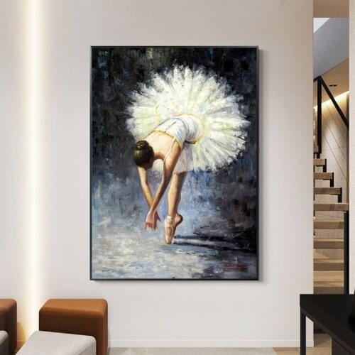 Vintage Hand Painted Oil Painting Ballet Dancer Posters and Ballerina Wall Art Pictures Dance Classroom Living Room Home Decor