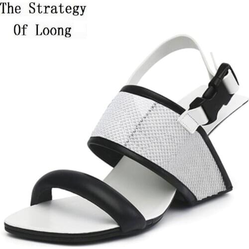 Summer New European America Style Concise Wedges Strange Heels Back Strap Peep Toe Mixed Colors Mesh Women Gladiator Sandals