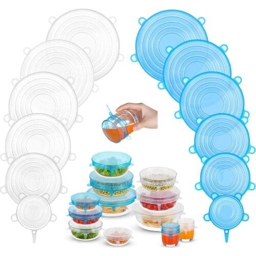 Silicone Food Cover Stretch Lids Food Wrap Caps Reusable Keep Fresh Seal Stretchy Bowl Jar Lids Kitchen Canning Microwave Cover