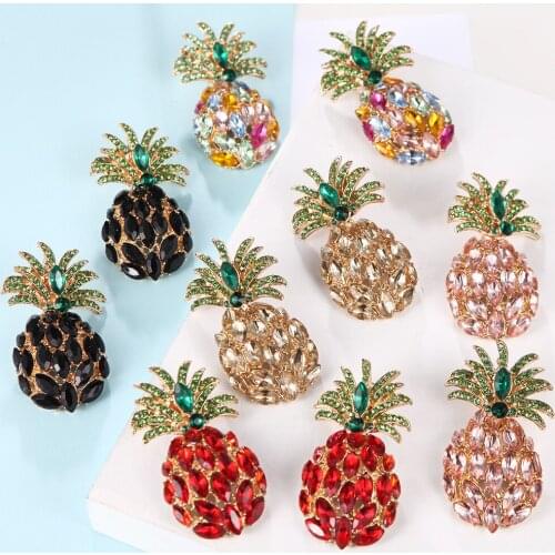 Ztech Fashion Big Pineapple-Shaped 6 Color Rhinestone Dangle Drop Earrings High-Quality Crystals Jewelry Accessories For Women