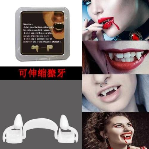 Vampire teeth, Retracted zombie teeth, Tusk dentures, Retractable teeth, Scary Halloween props, Braces