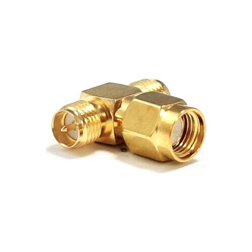 1PC RP-SMA male plug switch 2*RP-SMA female jack RF Coax Adapter convertor straight goldplated NEW wholesale