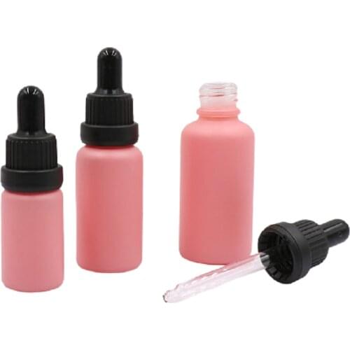 10/20/30ML Glass Dropper Bottle Matte Pink Serum Pipette Vials Perfume Packaging Refillable Essential Oil Dropper Bottles 10pcs