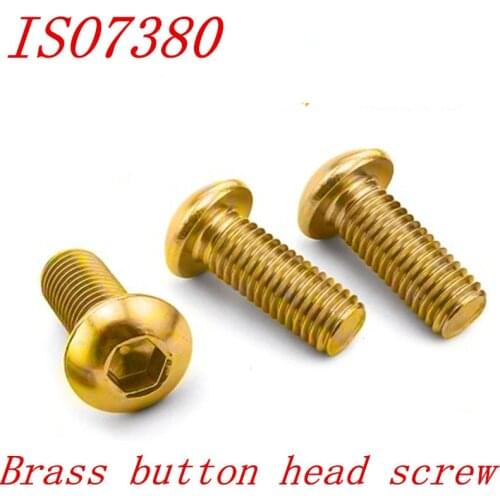 20pcs ISO7380 m3 m4 m5 m6 brass button head hex socket screw