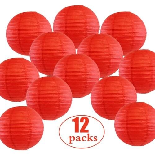12 Pcs/Set Red Chinese Paper Lantern papier lampion lampionnen boule chinoise Wedding Party Indoor Outdoor Hanging Decor