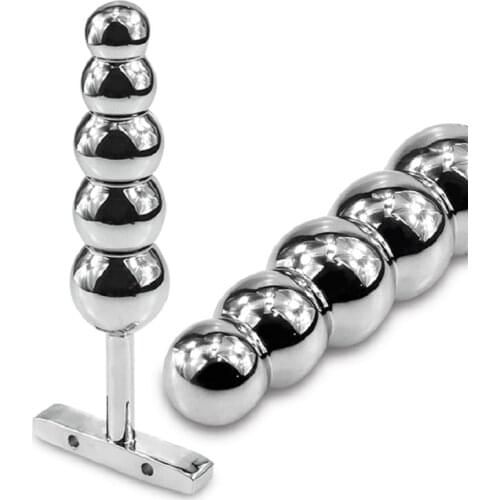160g Metal Anal hook butt plug with five beads balls dilator gay fetish adult sex toys products