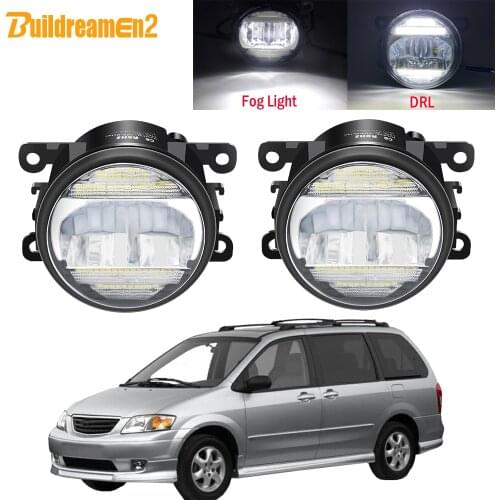 2 Pieces Car Right + Left Fog Light Assembly LED DRL Daytime Running Lamp 30W 8000LM 12V For Mazda MPV II (LW) 1999-2006
