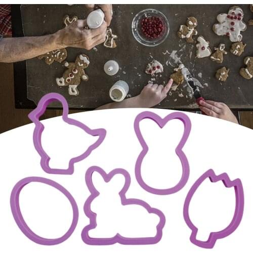 5-piece Easter Cookie Mold Set Chicken, Rabbit, Flower, Egg, Chicken, Rabbit, Butterfly, Rose Flower, Cookie Cutter Fondant Mold