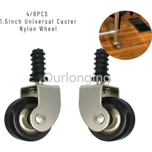 8PCS Universal Caster Wheel 1.5inch Nylon Wheel With Screw Silent For Table Chair Cabinet Shopping Cart Furniture Hardware Wheel