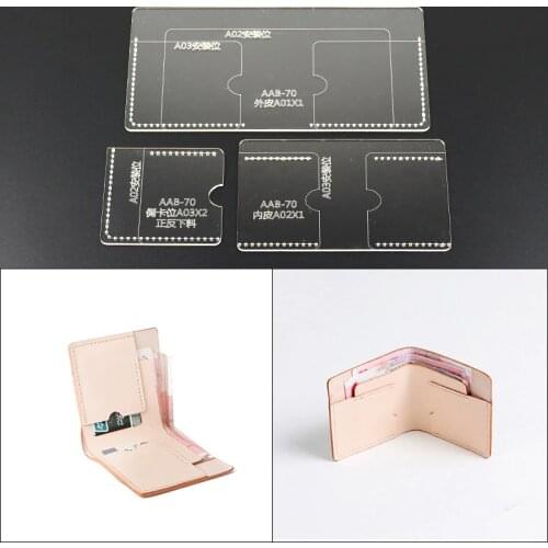 Acrylic Stencil Laser Cut Template DIY Leather Handmade Craft Short wallet Sewing Pattern 10*10*1.5cm