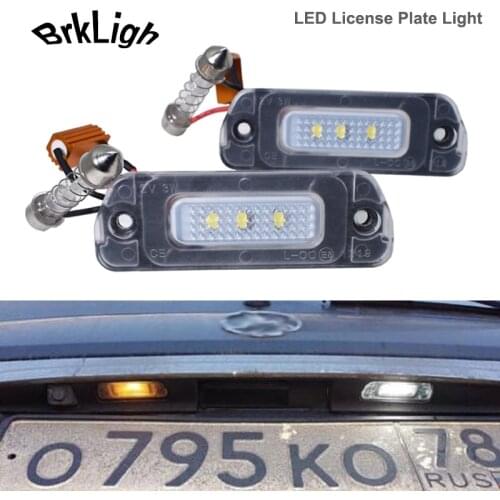 2Pcs No Error 3SMD White LED License Plate Lights Car Accessories For Mercedes Benz W163 W164 X164 W251 V251 Number Plate Lamps