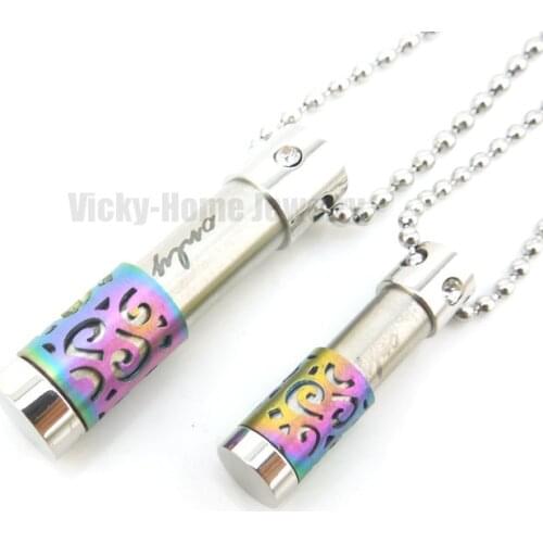 Free shipping couples pendant rainbow aroma pendant for essential oil in 316L stainless steel perfume necklace pendant